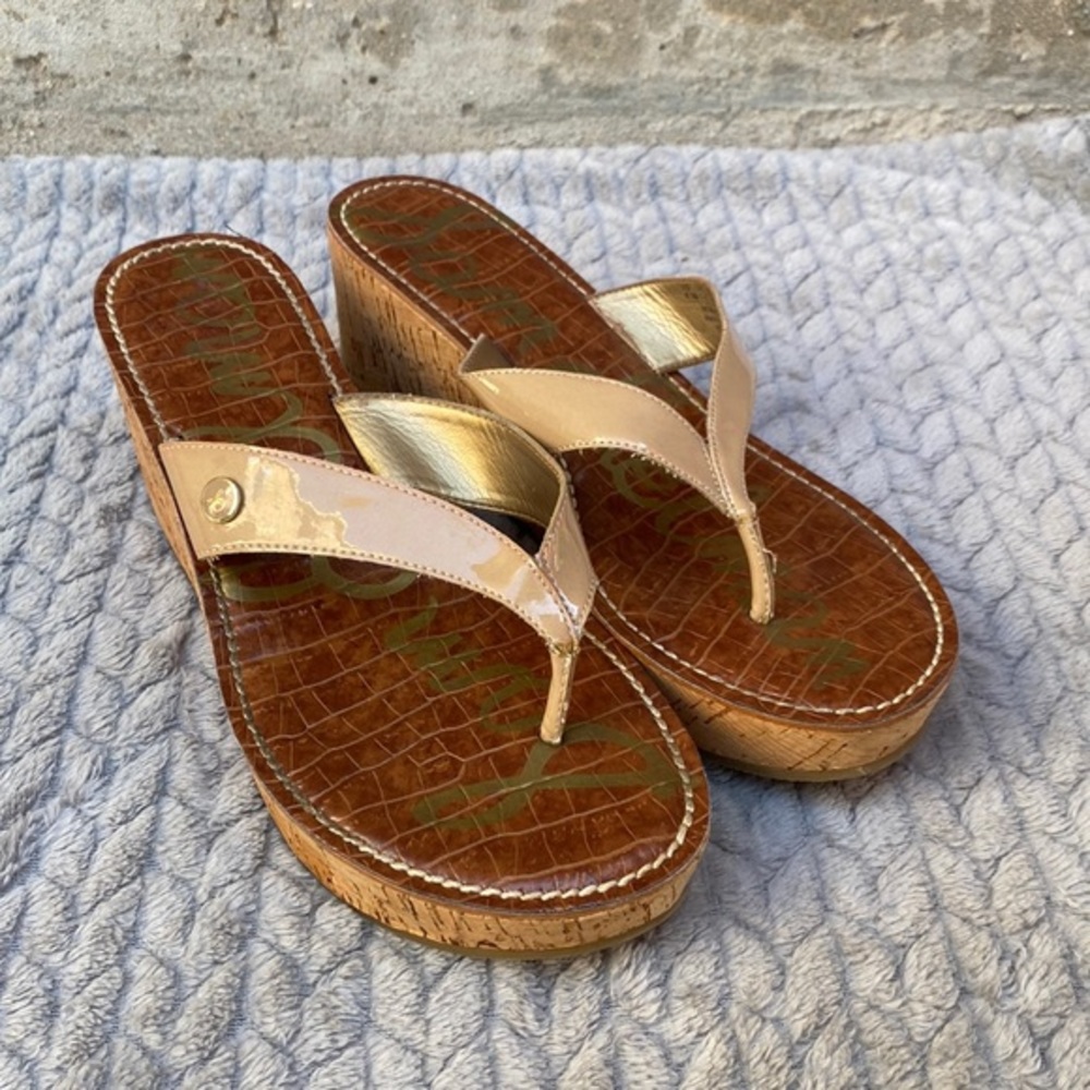 Sam Edelman Romy wedge thong sandals‎ size 9.5